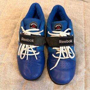 Reebok Mens Sz 7.5 Blue Leather CrossFit  U-form weight Lifting Shoes V4845 $175